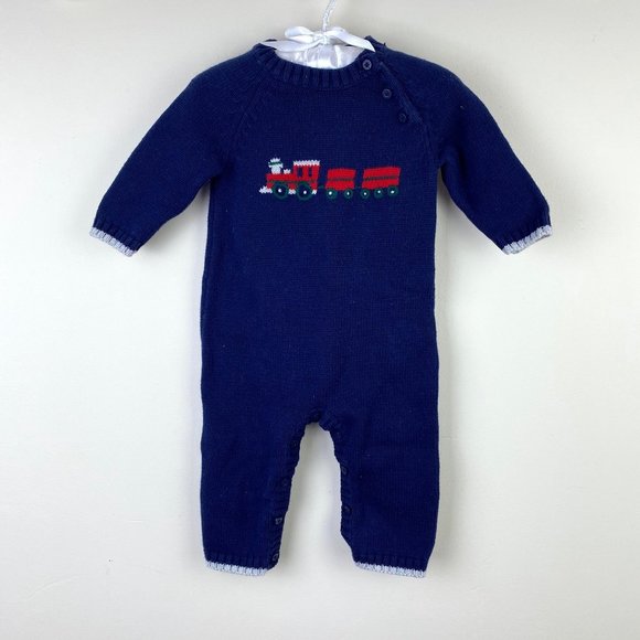 Janie and Jack Other - Janie & Jack Navy Train Sweater One Piece Outfit 3-6 Months